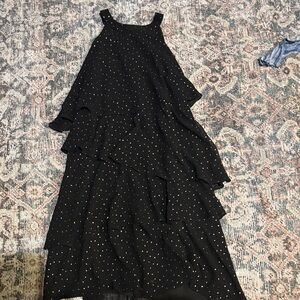 Black Layered Dress with Gold Dots